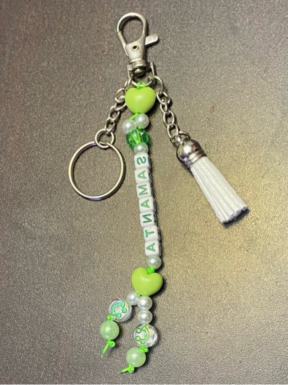 Keychain beaded purse charm with personalized Name Samanta
